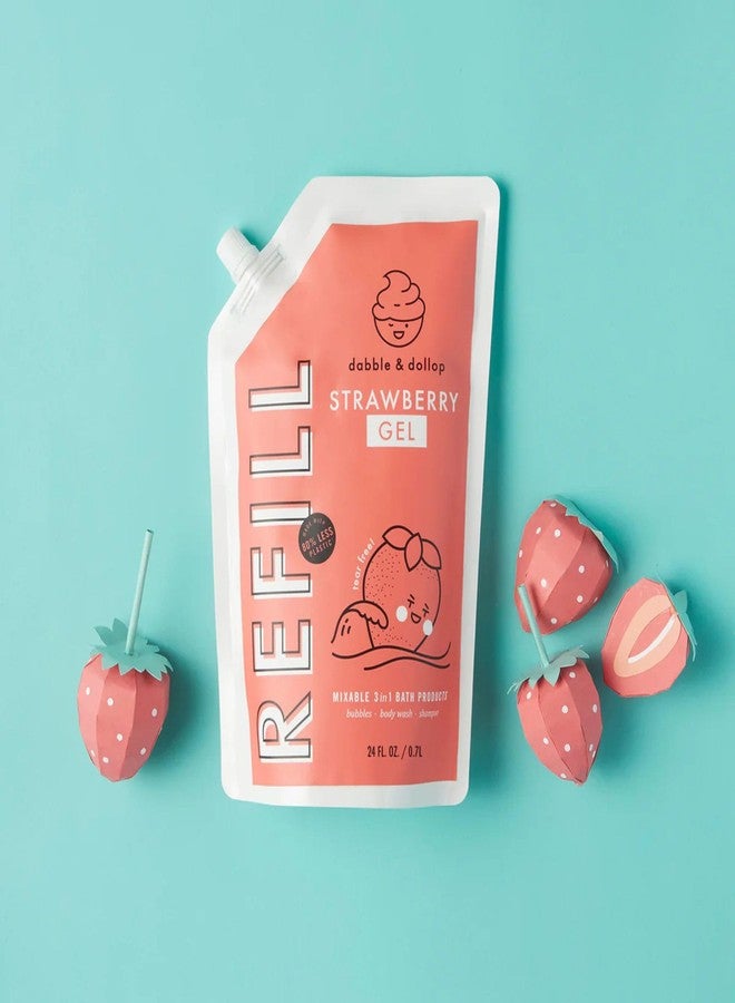 Dabble & Dollop Strawberry Body Wash Refill - All Natural Fragrances, Dermatologist Tested, Tear-Free, Non-Irritating, Hypoallergenic, pH Balanced, Leaping Bunny Certified (24oz) - Image 3