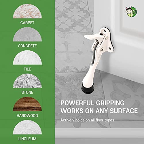 Hashi One Touch Kickdown Door Stopper, Door Holder, Heavy Duty Door Stops, Bottom of Door, Height-Adjustable Rubber Tips by HASHI (White 4 inch x 1pack) - Image 4
