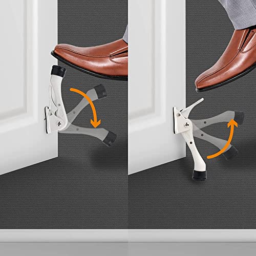 Hashi One Touch Kickdown Door Stopper, Door Holder, Heavy Duty Door Stops, Bottom of Door, Height-Adjustable Rubber Tips by HASHI (White 4 inch x 1pack) - Image 5