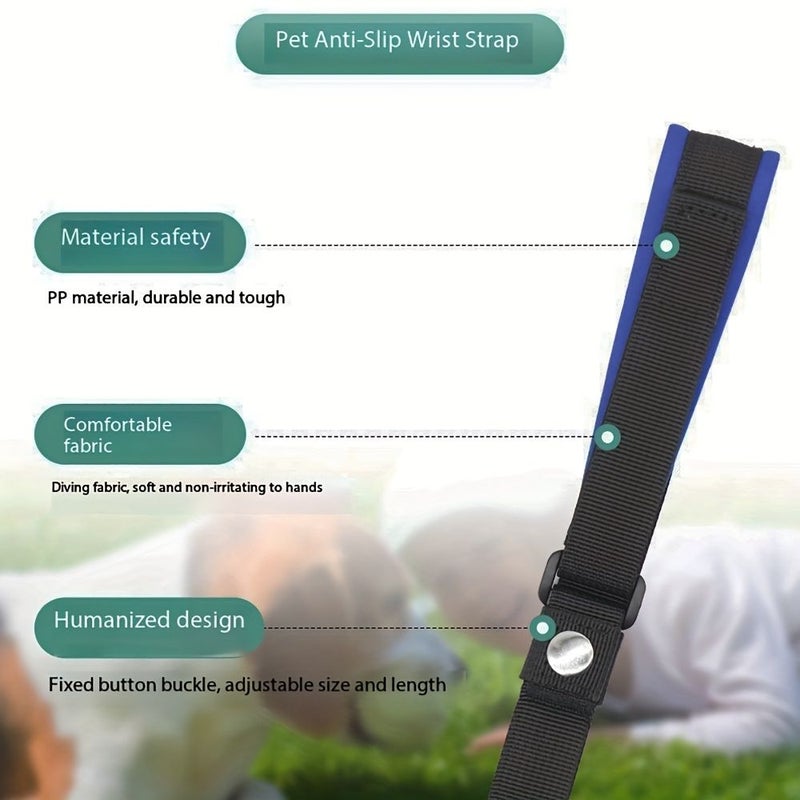 Adjustable Dog Leash With Antilock Wrist Strap For Outdoor Jogging And Daily Walks Azurite Blue Durable Nylon Hands Free Pet Walking Tool - Image 4