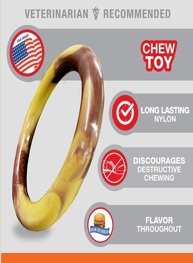 Nylabone Power Chew Flavor Frenzy Ring Chew Toy for Dogs, Indestructible Chew Toys for Aggressive Chewers, Bacon Cheeseburger Flavor, Large/Giant - Up to 50 lbs. (1 Count) - Image 2