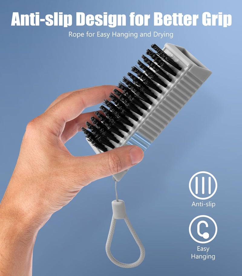 Larbois Nail Brush for Cleaning Fingernails, 2Pack Heavy Duty Nail Brushes Remove Dirt and Paint Fingernail Brush Deep Cleaning Mechanical Nail Scrub Brush Two-Sided with Hanging Rope, Grey - Image 3