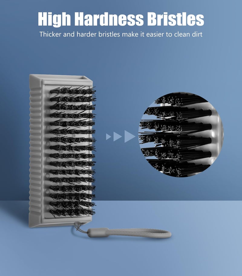 Larbois Nail Brush for Cleaning Fingernails, 2Pack Heavy Duty Nail Brushes Remove Dirt and Paint Fingernail Brush Deep Cleaning Mechanical Nail Scrub Brush Two-Sided with Hanging Rope, Grey - Image 2