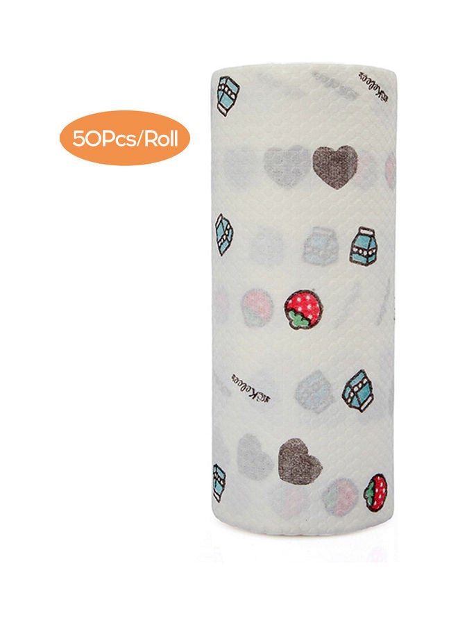 50-Piece Disposable Dishcloth White/Red/Green 23x8.5x8.5cm  - Image 1