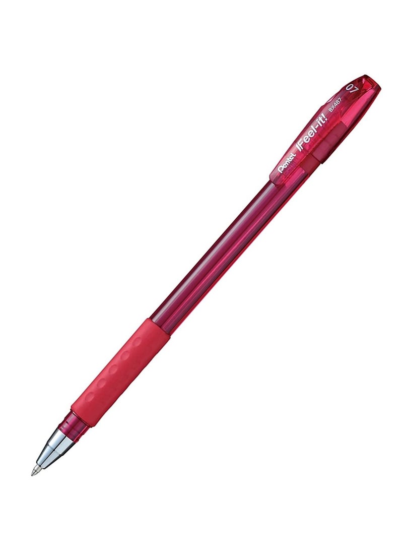 Pentel قلم حبر جاف 12 قطعة Ifeel-It بقطر 0.7 مم وحبر أحمر - Image 2