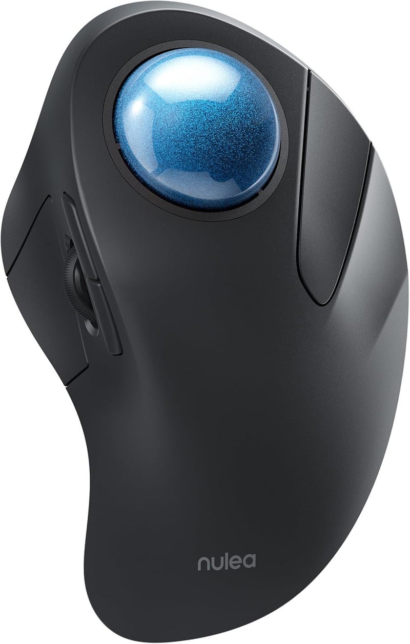 Nulea Wireless Ergonomic Trackball Mouse Rechargeable Bluetooth Rollerball Mouse 44mm Index Finger Trackball 5 Adjustable DPI Compatible with PC Laptop iPad Mac Windows Android