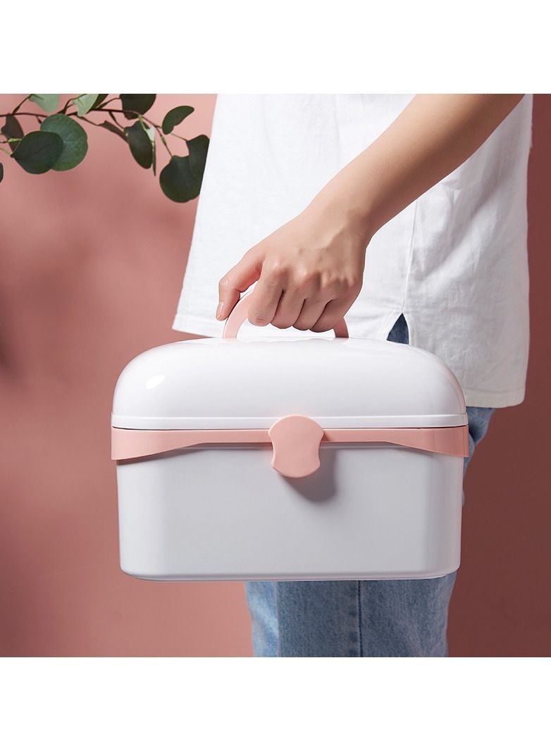 DUNISO Medicine Box Plastic Medicine Storage Box Family Emergency Kit Medical Kit 2 Layers Home First Aid Box  Child Proof Medicine Box Organizer Pill Case with Compartments and Handle - Image 3