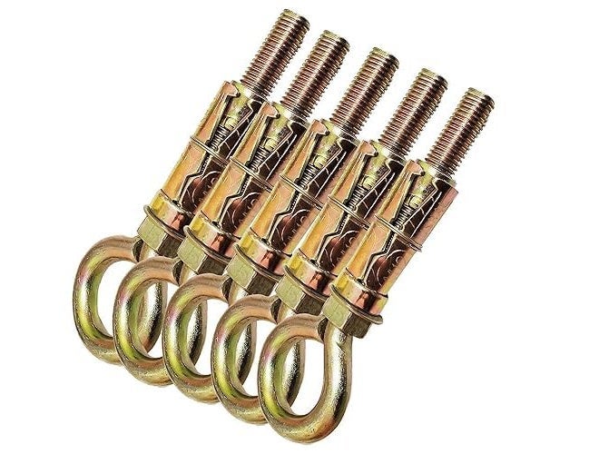 PMW - Iron Metal Wall Anchor Brass Fasteners Golden Bullet Anchor Fasteners Anchor Bolt Screw Fasteners Metal Fasteners I Bolt Anchor Fasteners (6MM, Pack of 40) - Image 1