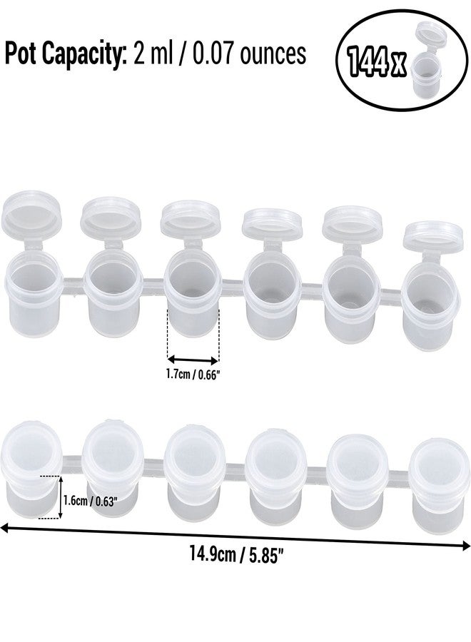 IFAMIO 24 Strips Empty Paint Pots Strips 144 Pots 2ml/ 0.07 oz Mini Paint Cup Pots with Lids Small Acrylic Paint Storage Containers Arts Crafts Supplies for Classrooms School Festival - Image 3