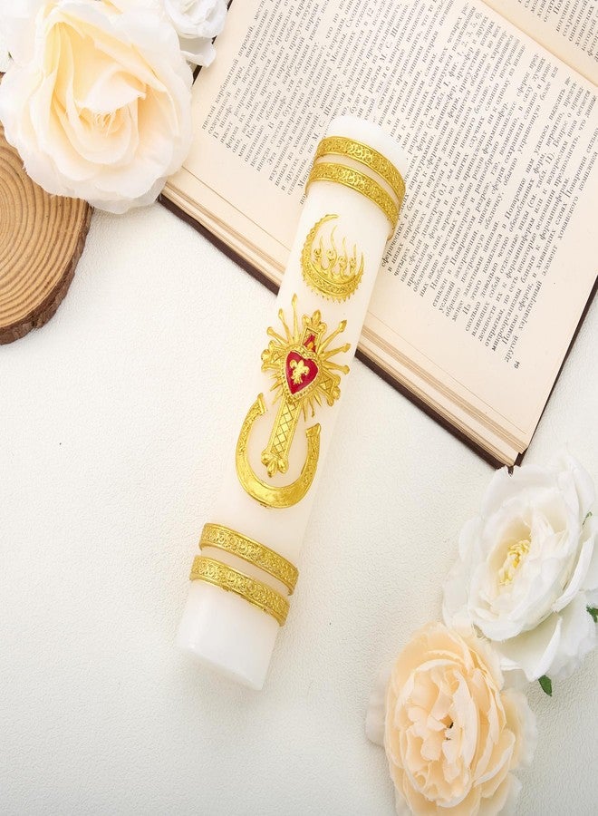 Ohmique Cirios Religiosos Catolicos - Ohmique Sirios Catolicos Grandes, 3D Embossed Hand Painted Catholic Candles, Gold Catholic Religious Candles, Vela para Confirmacion Catolica (1.6"x8") - Image 4