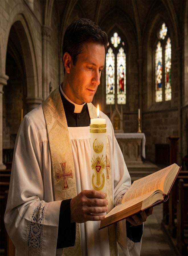 Ohmique Cirios Religiosos Catolicos - Ohmique Sirios Catolicos Grandes, 3D Embossed Hand Painted Catholic Candles, Gold Catholic Religious Candles, Vela para Confirmacion Catolica (1.6"x8") - Image 5