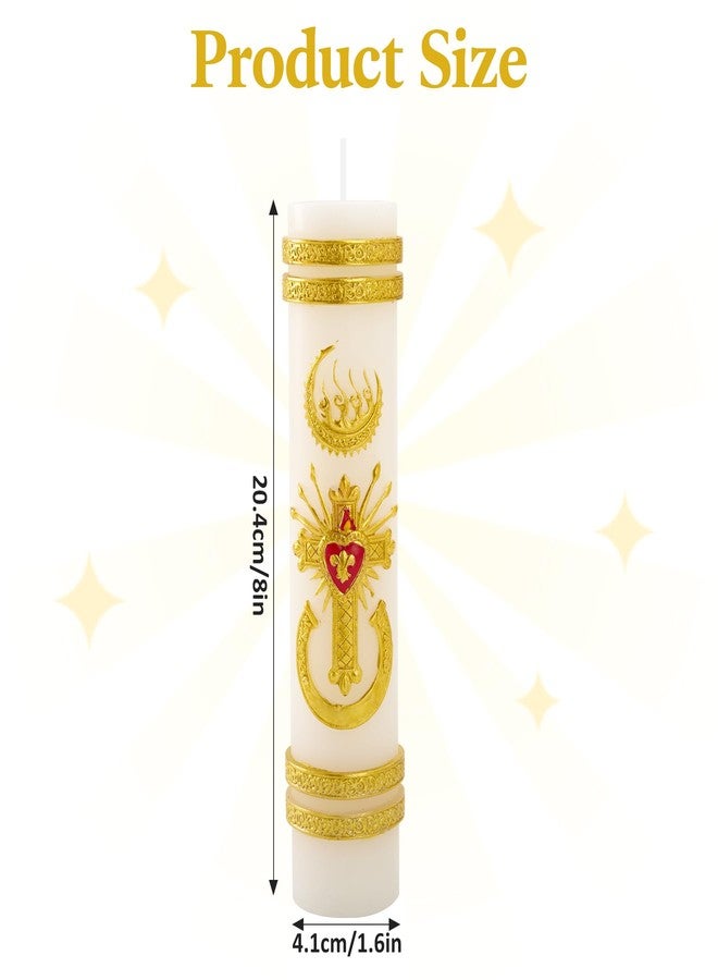 Ohmique Cirios Religiosos Catolicos - Ohmique Sirios Catolicos Grandes, 3D Embossed Hand Painted Catholic Candles, Gold Catholic Religious Candles, Vela para Confirmacion Catolica (1.6"x8") - Image 2