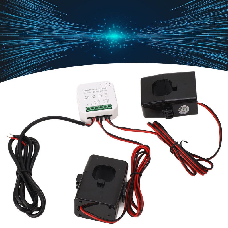Smart Energy Monitoring Meter - Bidirectional Monitoring For Solar PV Systems Urban Power Grids, 2 X 200A Clamp Sensors, Zigbee Compatible, Real-Time Data Overload Protection For Home Solar Users - Image 3