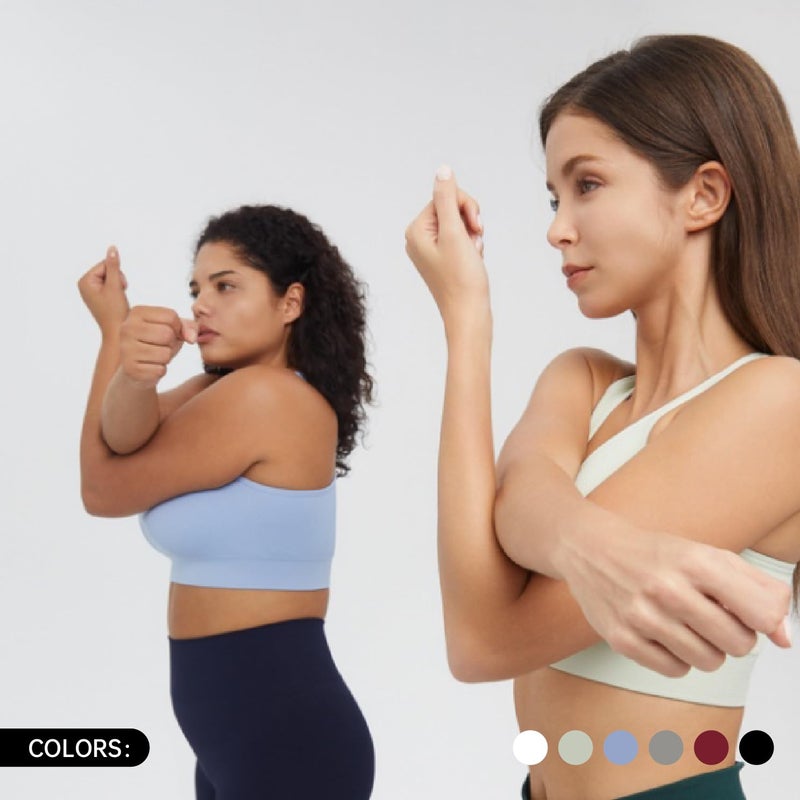 AMRIY Women's Seamless Ribbed Bra with Racerback Medium Support Activewear Sports Bra with Removable Pads, Wide Straps Comfort Fit for Everyday Yoga White,XL - Image 2