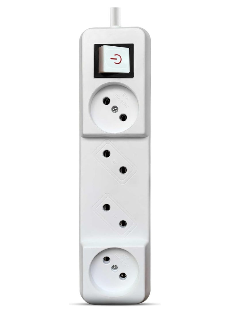 جي باور G-POWER GP238WE سلك كهربائي عالي الجودة بمقابس مزدوجة و4 منافذ طول السلك 6 متر - أبيض - Image 1