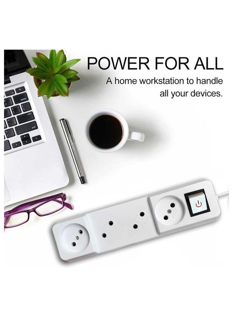 جي باور G-POWER GP238WE سلك كهربائي عالي الجودة بمقابس مزدوجة و4 منافذ طول السلك 6 متر - أبيض - Image 4