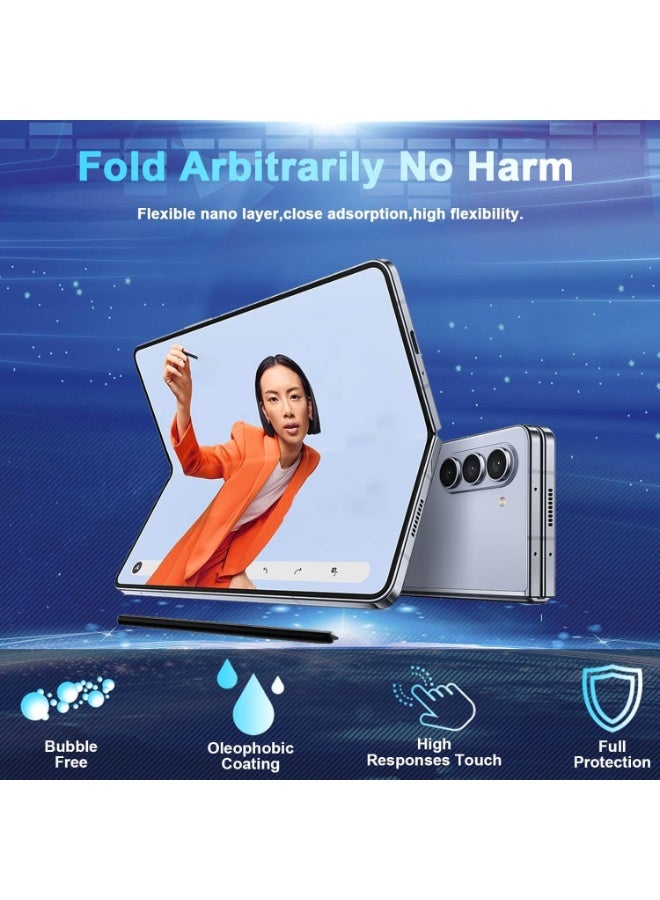 إلترازون Screen Protector Compatible with Galaxy Z Fold 5 5G – Includes 2 Inner TPU Films, 2 Outer Tempered Glass Protectors, and 2 Camera Lens Covers, High Clarity, Anti-Shatter, Scratch-Resistant, Bubble-Free Installation, Premium Full Coverage Protection for Foldable Smartphone Display, Outer Screen, and Rear Camera Modules - Image 4