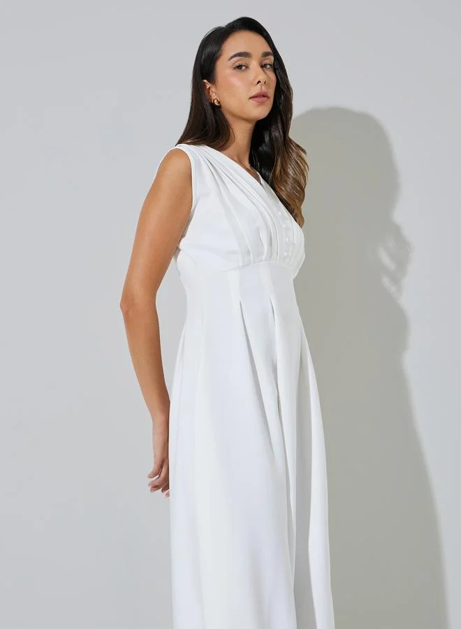 ستايلي White Casual A-Line Midi Dress