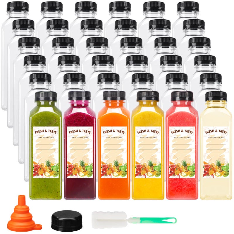 BAKHUK 36pcs 16oz Empty Plastic Juice Bottles with Caps, Reusable Clear Bulk Beverage Containers for Juice, Milk, Smoothie, and Other Beverages - Image 1