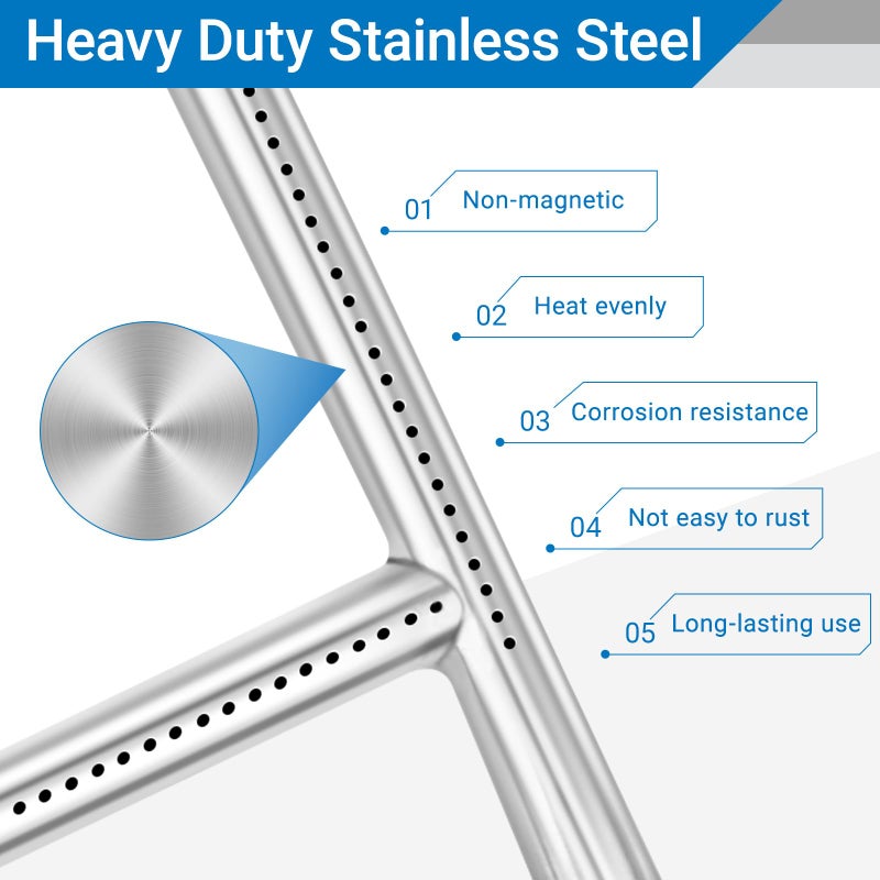 Uniflasy 65032 Grill Burner Tube for Weber Q3200, Q300, Q320, Q3000, 404341, 57060001, 586002 Gas Grills, 304 Stainless Steel Grill Replacement Burner for Weber Q Series 60036, 80385 - Image 3