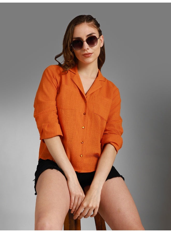 HIGH STAR Women Orange Shirt - Vibrant and Trendy for Everyday Comfort - Image 1