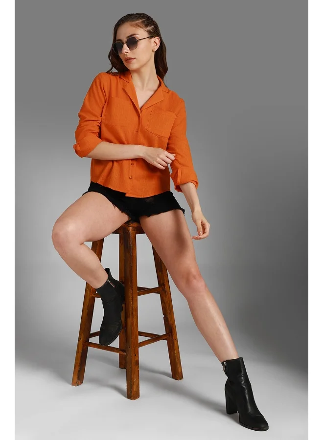 HIGH STAR Women Orange Shirt - Vibrant and Trendy for Everyday Comfort