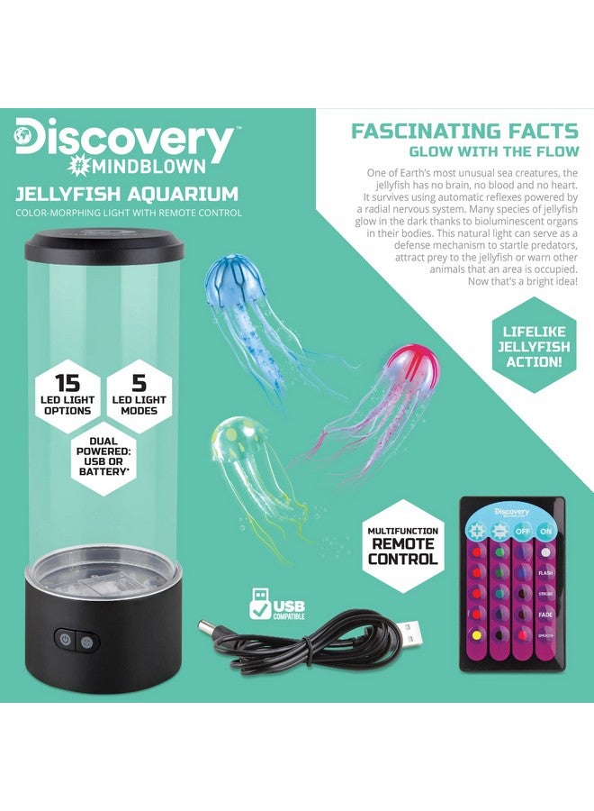 Discovery Kids Discovery #Mindblown Jellyfish Aquarium Color-Morphing Lamp with 15 Light Options and Remote Control, Educational Biology Themed Bedroom Light for Kids & Adults Ages 8 and Up - Image 3