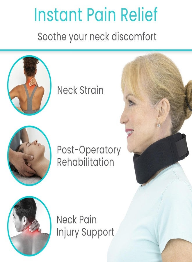 Vive Neck Brace Cervical Collar - Soft Foam for Neck Pain, Sleeping, Support for Women & Men - Universal Size Orthopedic Collar for Stiff & Pinched Nerve - Adjustable Wrap, Chin Contour (2.5") - Image 2