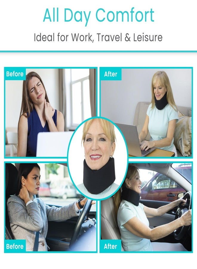Vive Neck Brace Cervical Collar - Soft Foam for Neck Pain, Sleeping, Support for Women & Men - Universal Size Orthopedic Collar for Stiff & Pinched Nerve - Adjustable Wrap, Chin Contour (2.5") - Image 5