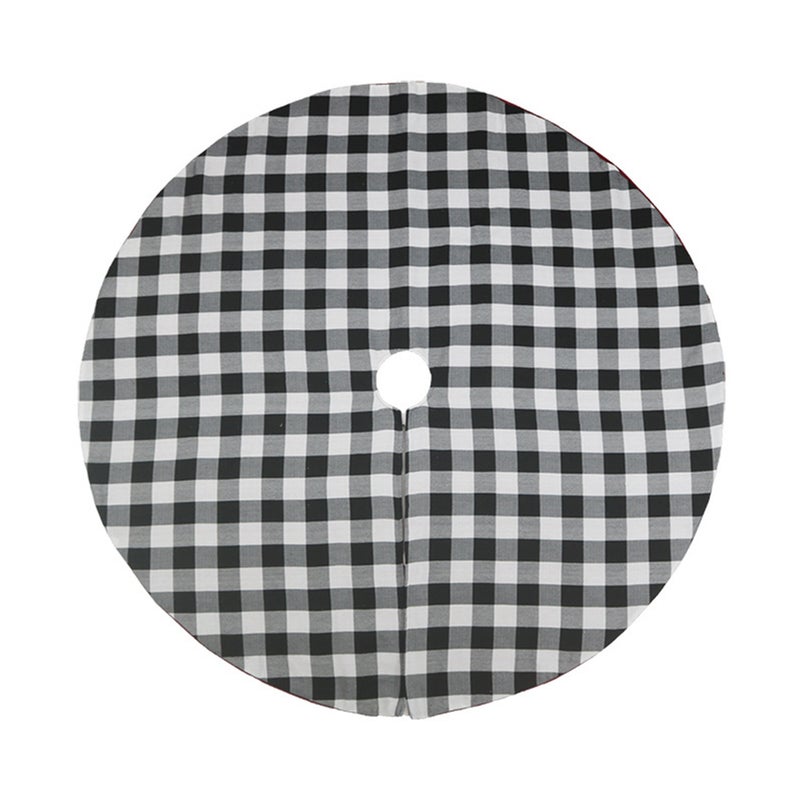 Christmas Tree Skirt Black & White Plaid Non-woven Fabric Tree Xmas Ornaments for Christmas Decorations Holiday - Image 1