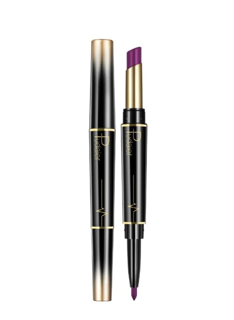Double Head Matte Lipstick + Lip Liner Pen Set 2 In 1 One Step Lips Makeup Waterproof Long Lasting Lipstick Durable Nude Velvet Lipstick Pen,One Size 16# - Image 2