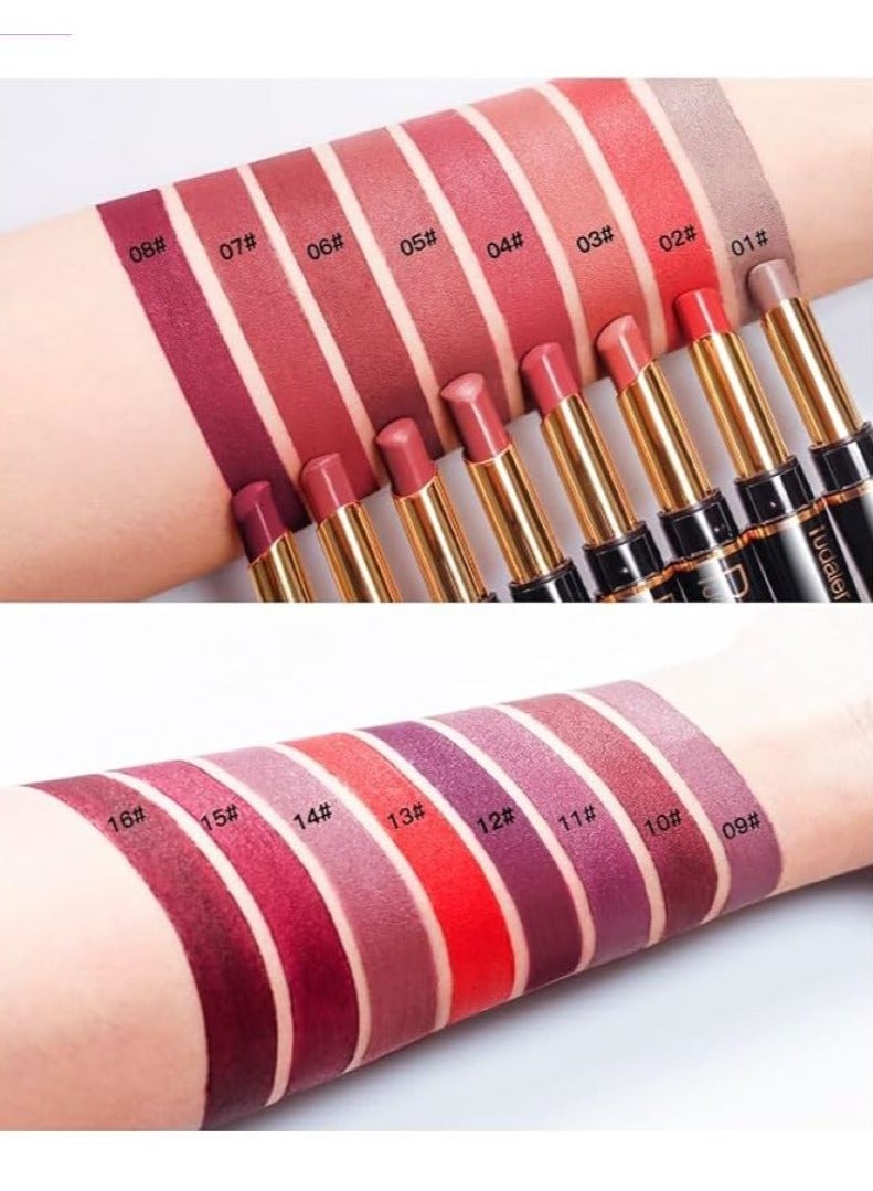 Double Head Matte Lipstick + Lip Liner Pen Set 2 In 1 One Step Lips Makeup Waterproof Long Lasting Lipstick Durable Nude Velvet Lipstick Pen,One Size 16# - Image 4