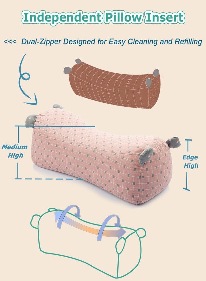 EDMILE Adjustable Buckwheat Neck Pain Relief Pillow, Neck Roll Pillow for Sleeping, Customizable Firmness Round Neck Pillow, Cooling Support for Side and Back Sleepers, Pink 16"x6" - Image 5