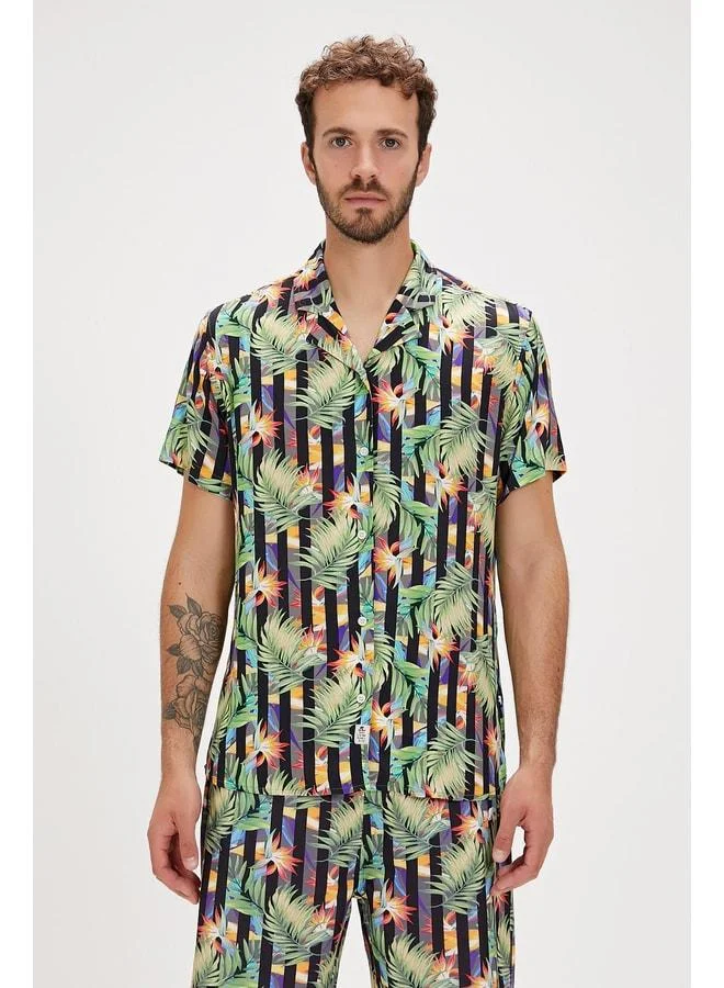 Bloom Black Printed Men's Shirt.