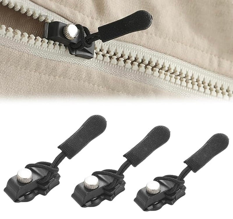 Defflo Defflo Universal Screw Fix Removable Zippers for Bags 3pcs Instant Zipper Repair Kit Universal Zipper Slider Replacement Adjustable Zipper Fixer Zipper Pull for Luggage Backpack Wallets Suitcases Tents Jackets Skirts Jeans - Image 1