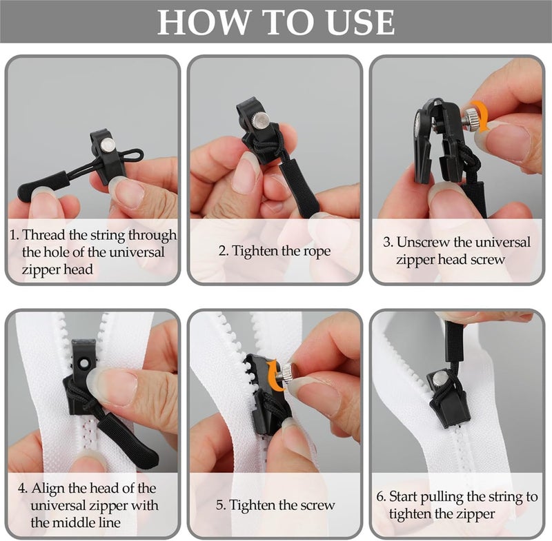 Defflo Defflo Universal Screw Fix Removable Zippers for Bags 3pcs Instant Zipper Repair Kit Universal Zipper Slider Replacement Adjustable Zipper Fixer Zipper Pull for Luggage Backpack Wallets Suitcases Tents Jackets Skirts Jeans - Image 5