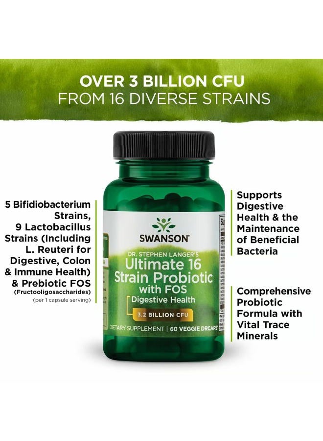 SWANSON Dr. Stephen Langer's Formula - Natural Probiotic w/Prebiotic FOS - 16-Strain Supplement Promoting Digestive Support w/ 3.2 Billion CFU per Capsule - (60 Veggie Capsules) 2 Pack - Image 5