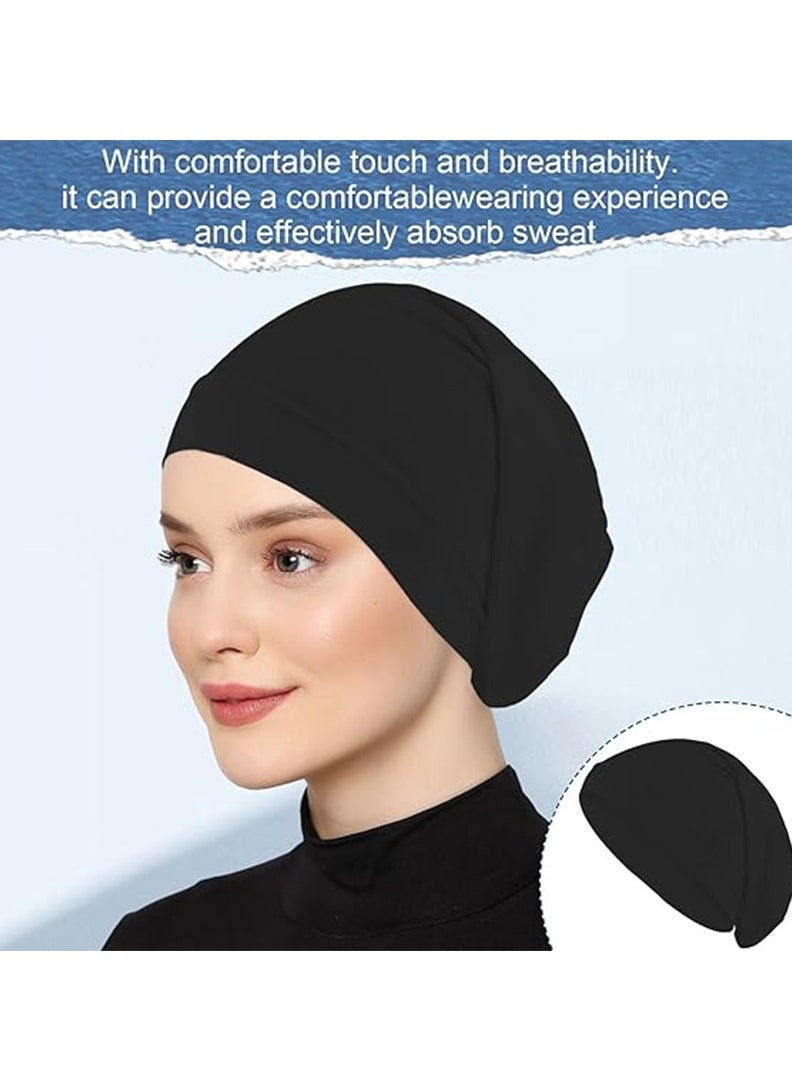 TLAXCA - 2 Packs Women Hijab Undercap Cotton Tube Cap Hijab Breathable Hijab Cap Underscarf Hijab Scarf for Women Muslim Headscarf Headwrap Black - Image 1