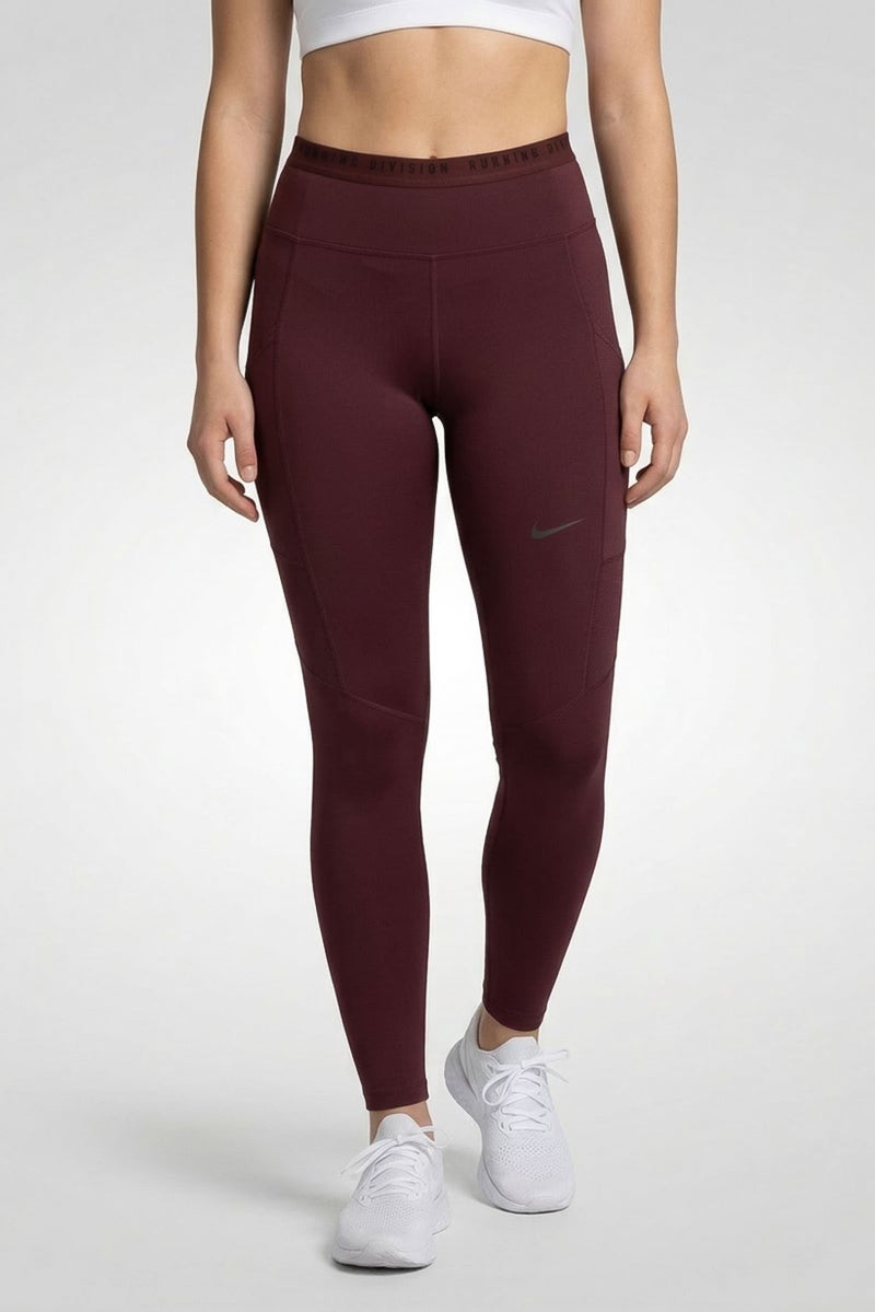 Nike Women Tight Fit Running Leggings, Maroon - Image 1