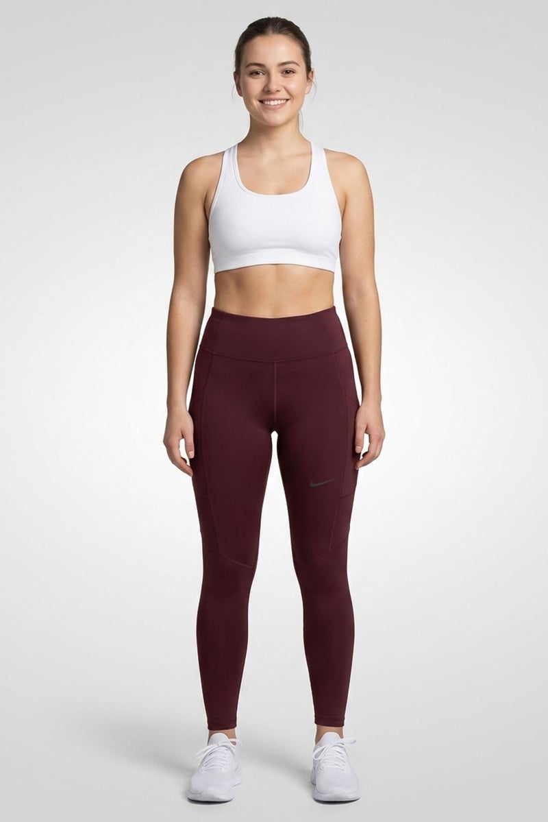 Nike Women Tight Fit Running Leggings, Maroon - Image 4