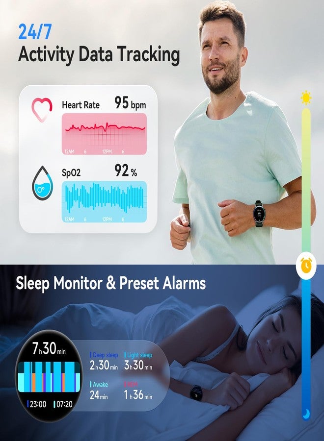 aeac Smart Watch for Men Women, Answer/Make Call, 1.32'' AMOLED Ultra-Clear Screen Fitness Tracker with Heart Rate/Sleep/SpO2 Monitor, Smartwatch for iPhone/Samsung/Android, 110 Sport Mode, 3ATM Waterproof - Image 4