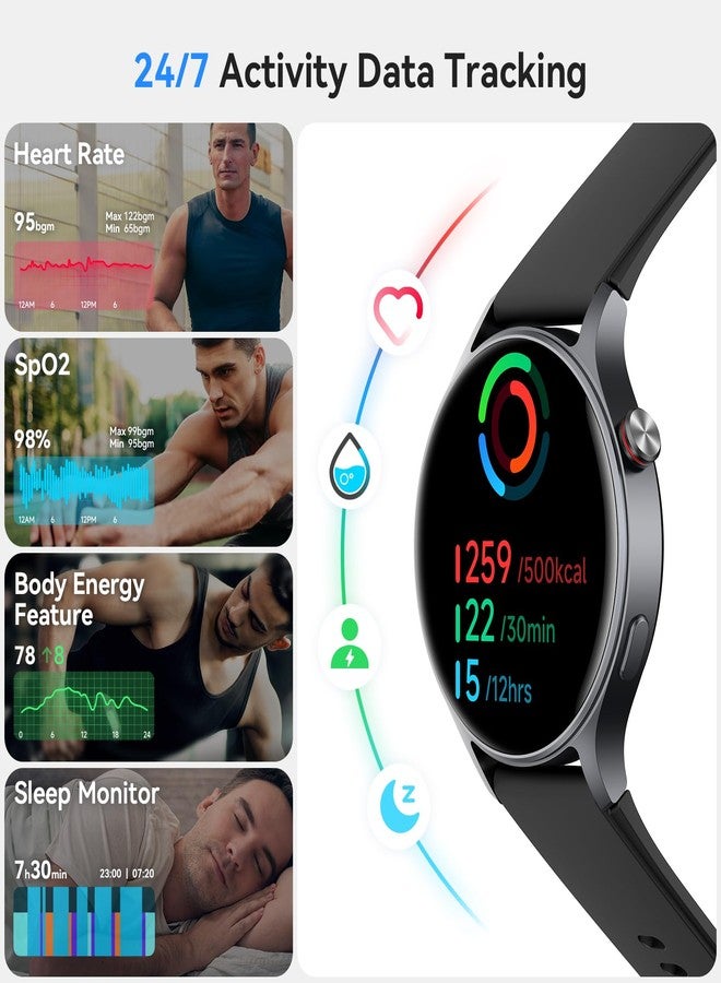 aeac Smart Watch for Men Women, Answer/Make Call, 1.32'' AMOLED Ultra-Clear Screen Fitness Tracker with Heart Rate/Sleep/SpO2 Monitor, Smartwatch for iPhone/Samsung/Android, 110 Sport Mode, 3ATM Waterproof - Image 2