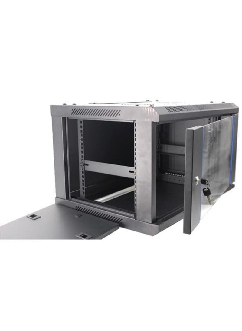 Minipro 6U Wall Mount Server Cabinet 600×450mm with Cooling Fan – Lockable Glass Door & Side Panels, 19” IT Network Rack Enclosure for A/V Equipment, Flat Pack – Black - Image 2