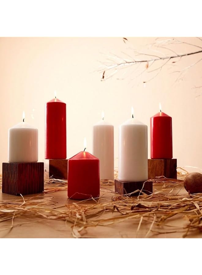 Green Tiger Premium Quality Red Pillar Candles,SPA Candles,Party Candles,Unscented Candles,Decorative Candles (Pack of 6) - Image 3
