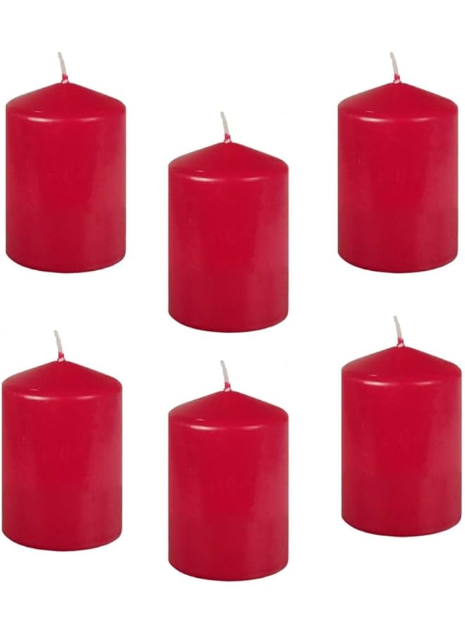 Green Tiger Premium Quality Red Pillar Candles,SPA Candles,Party Candles,Unscented Candles,Decorative Candles (Pack of 6) - Image 1