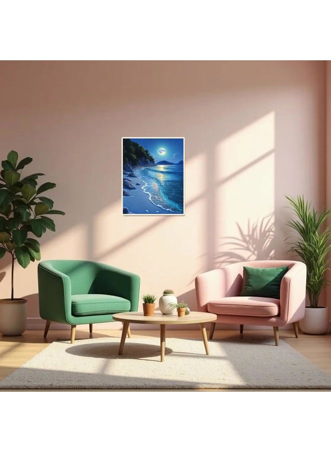 obterie Beach Moonlight Paint by Numbers Kit for Adults Beginner Ocean Oil Painting Kit Adult Paint by Number Kits on Canvas Moon DIY Painting for Beginners Art by Numbers for Gifts Home Wall Decor 16x20 Inch - Image 5