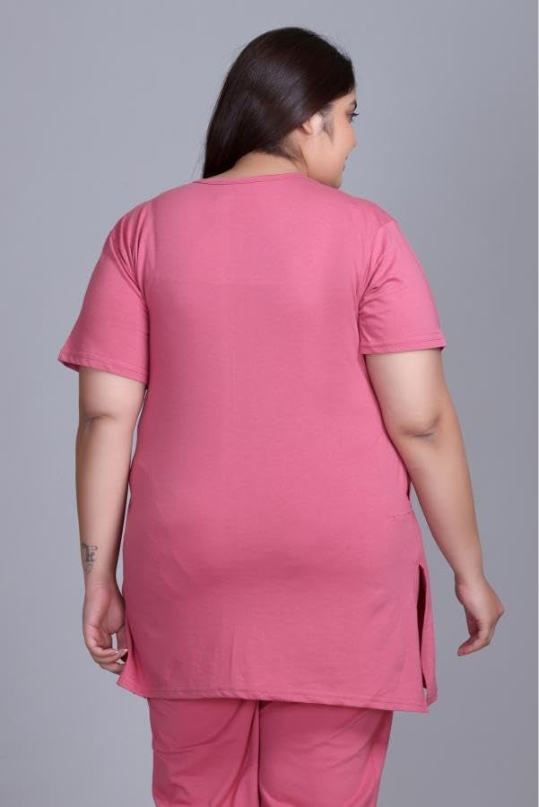 In Love Women's Cotton Plus Size Half Sleeves Semi Long Printed Tshirt for Summers with One Side Pocket for Ladies - Image 2