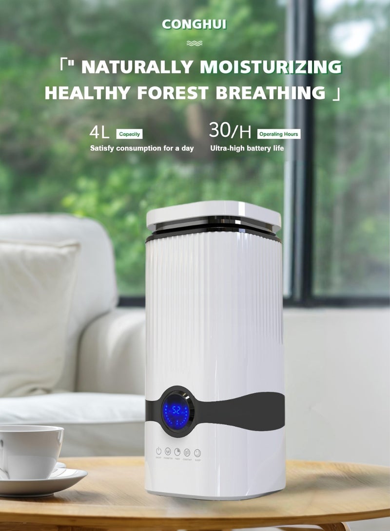 Humidifiers for Bedroom Large Room 4L Ultrasonic Cool Mist Humidifier Top Fill Last Up to 20H ，Ag+ 99.9% Antibacterialwith 360°Nozzle,Sleep Mode, Auto Shut-Off,Night Light Large Humidifier for Baby,Home,Office,White - Image 2