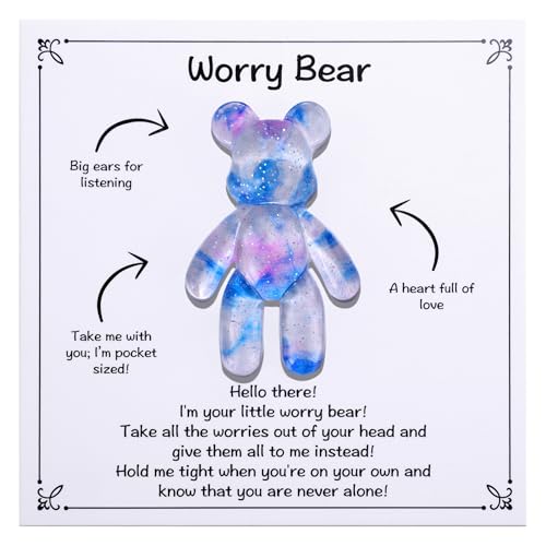 Aesnefe Pocket Bear Hug Anxiety Relief Gifts for Men Women Mental Health Positivity Gift for Anxious Friend Stress Relief Gifts for Her Comforting Gift for Son Daughter Back to School Light Blue - Image 2