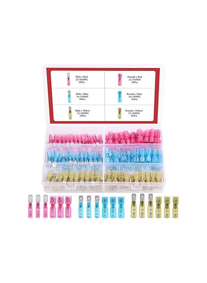 PROMASS promass 160Pcs Waterproof Heat Shrink Fully-Insulated Female Male Spade Terminals Electrical Wire Crimp Connectors Kit  - Image 1